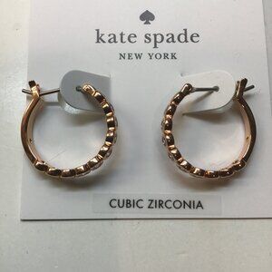 Kate Spade New Rose Gold Cubic Zirconia Hoop Earrings
